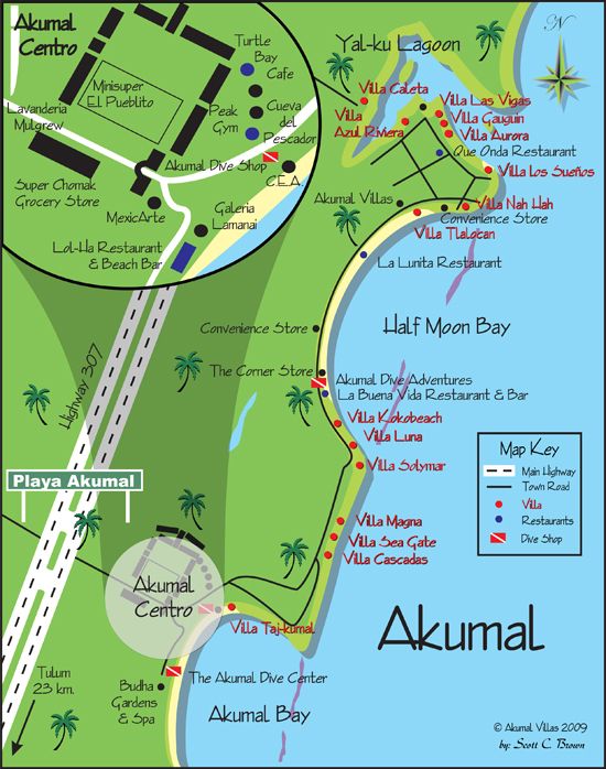 Map of Akumal Mexico