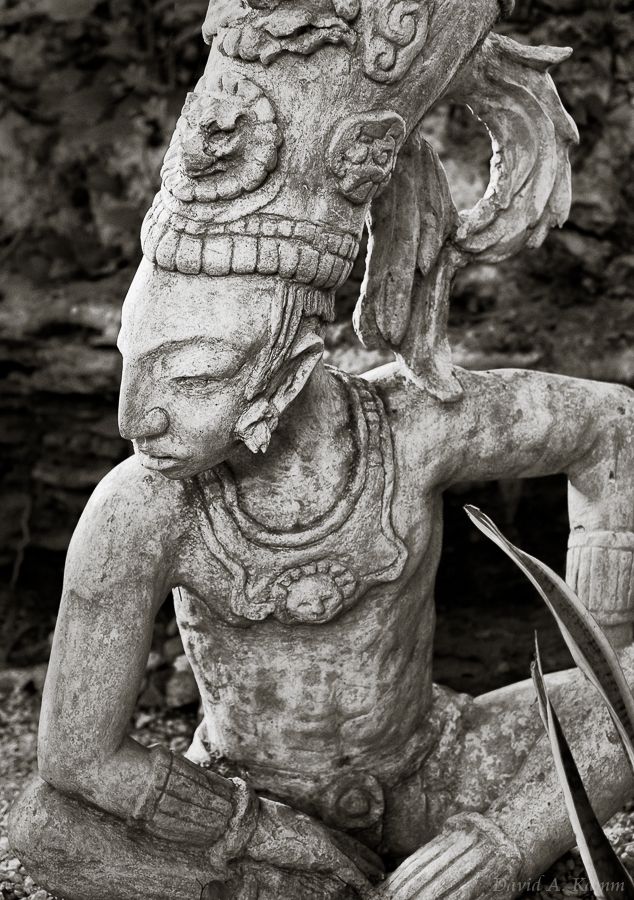 Statue of ancient Mayan warrior